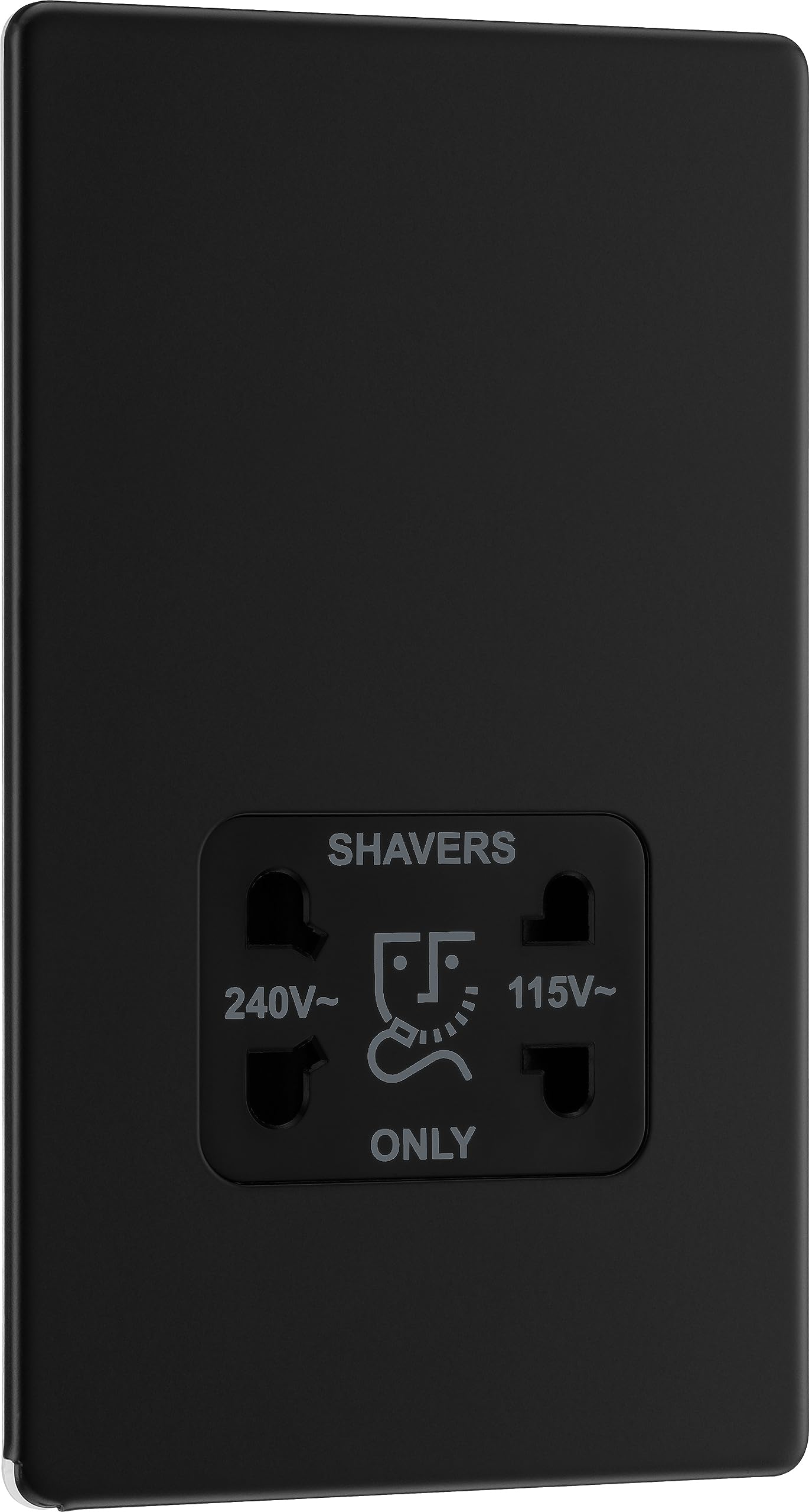 BG Electrical Dual Voltage Shaver & Toothbrush Socket - Matt Black