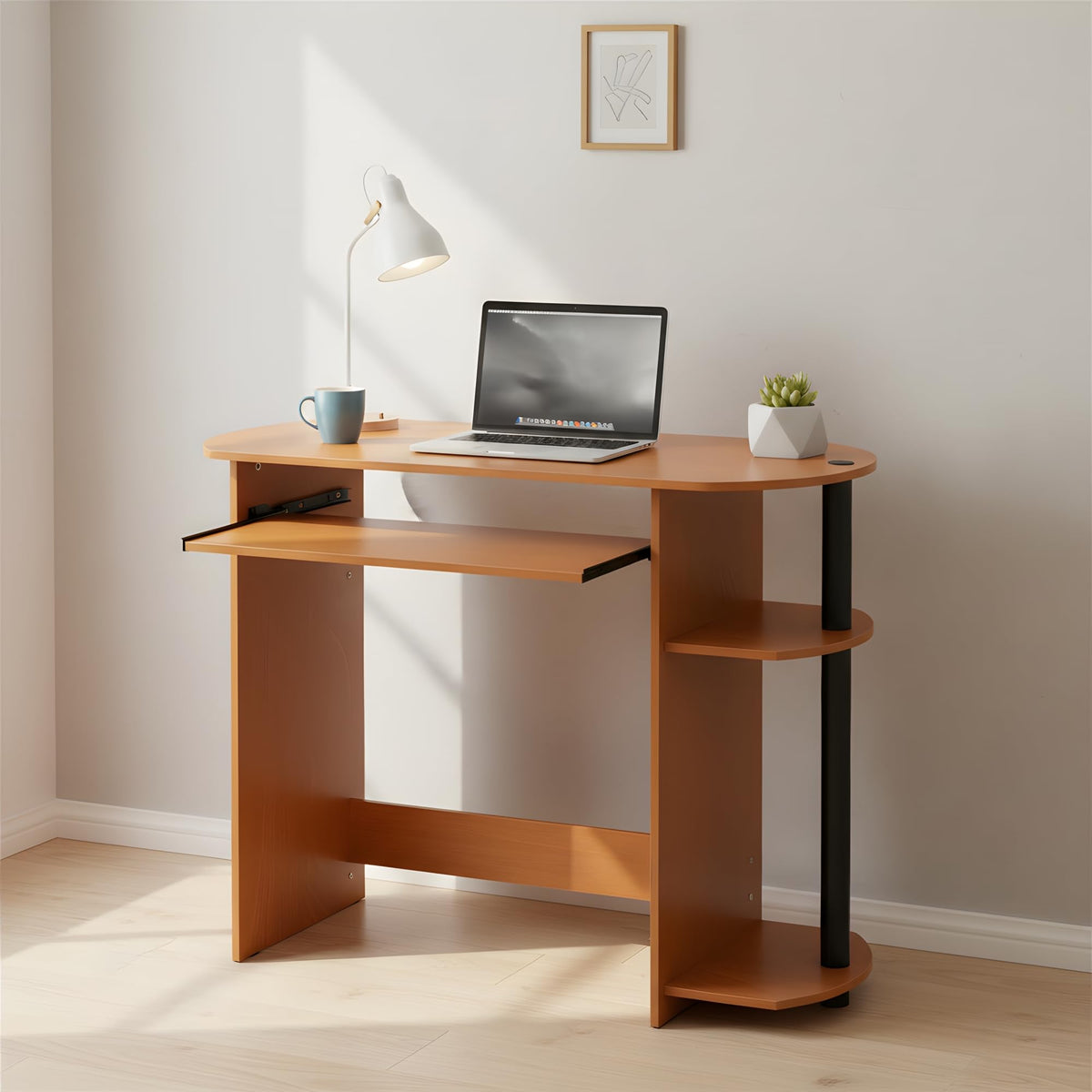 Furinno SIMPLISTIC 80cm Wide Gaming Desk with Keyboard Tray, Light Cherry - image 4