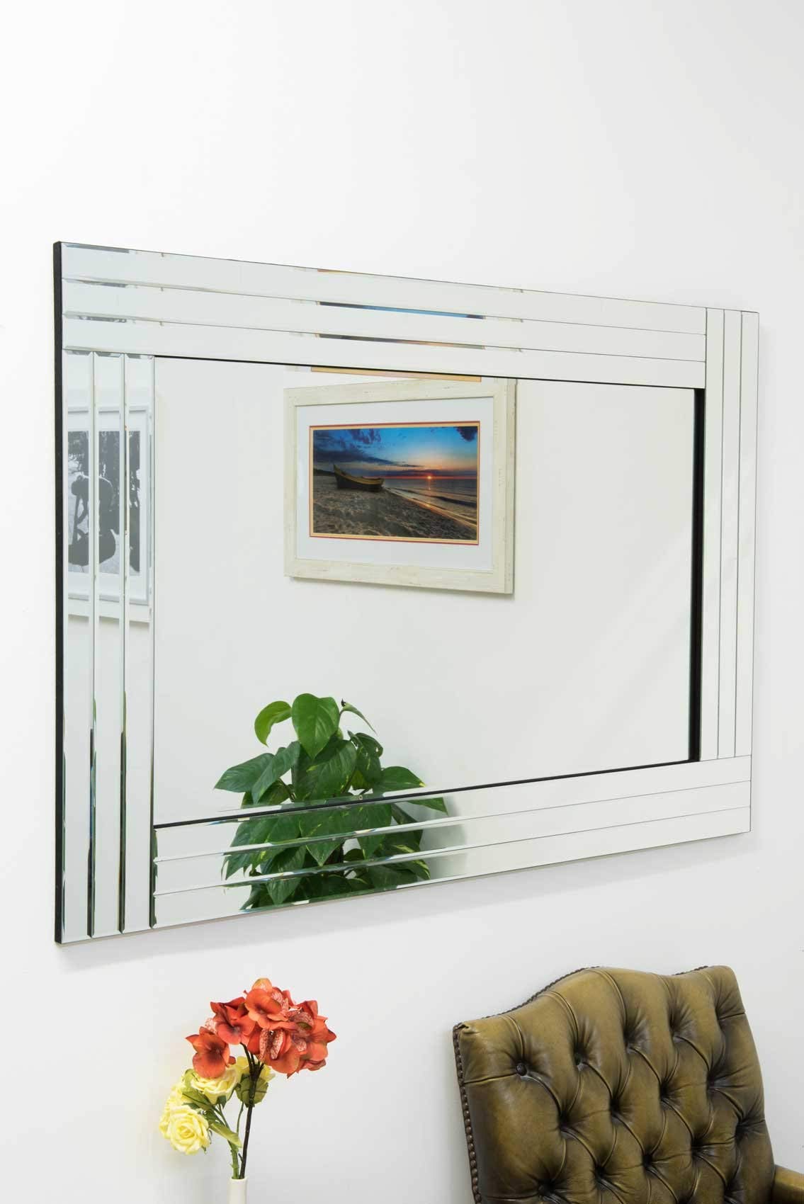 Jolof Store Modern Venetian Wall Mirror | Silver Bevelled Edge, 120x80cm