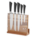 SANHUI 6-Piece Kitchen Knife Set | Stainless Steel & Acacia Magnetic Block