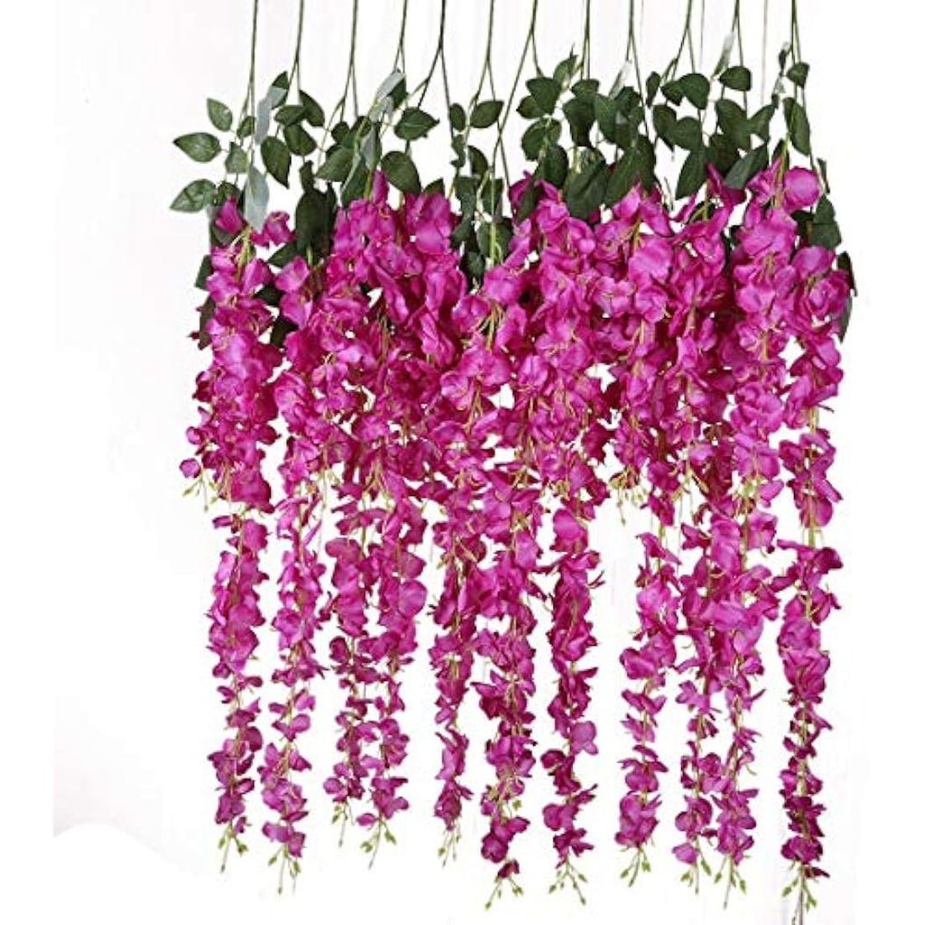 Veryhome 12-Piece Artificial Wisteria Vine Silk Flowers for Wedding Decor
