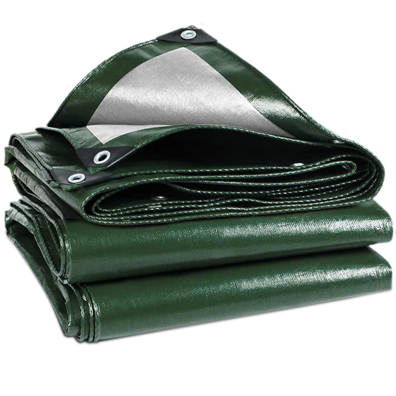 Wohohoho 120GSM Heavy Duty Waterproof Tarpaulin – 4m x 4m Green PE Tarp