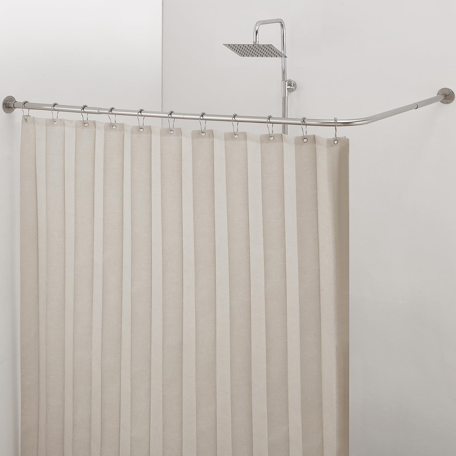 Crkmire L-Shaped Corner Shower Curtain Rail – Adjustable Heavy Duty Rod