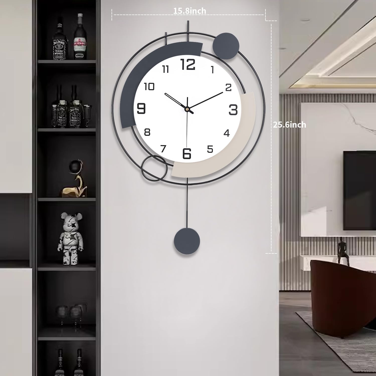 Jolof Store Large Modern Wall Clock – Silent Quartz Pendulum Clock