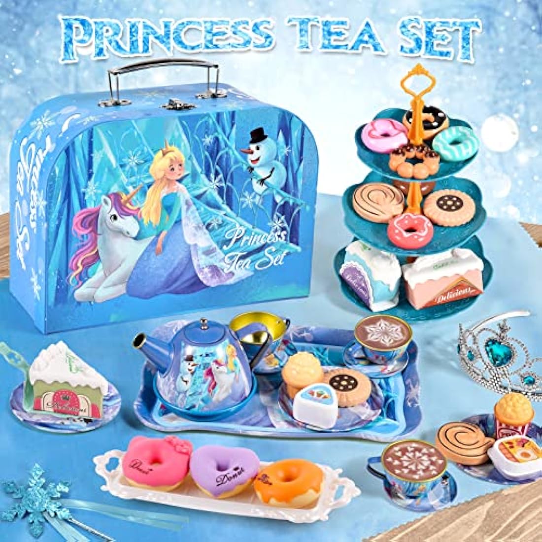 Frozen Princess Tea Set – 49PC Tin Pretend Play Kitchen Toys