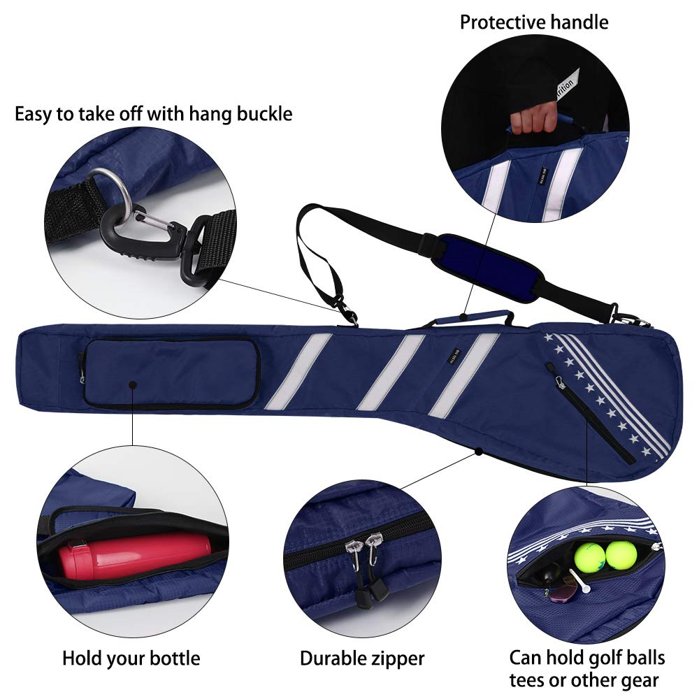 Big Teeth Waterproof Golf Sunday Bag | Lightweight Travel Carry Case - Blue