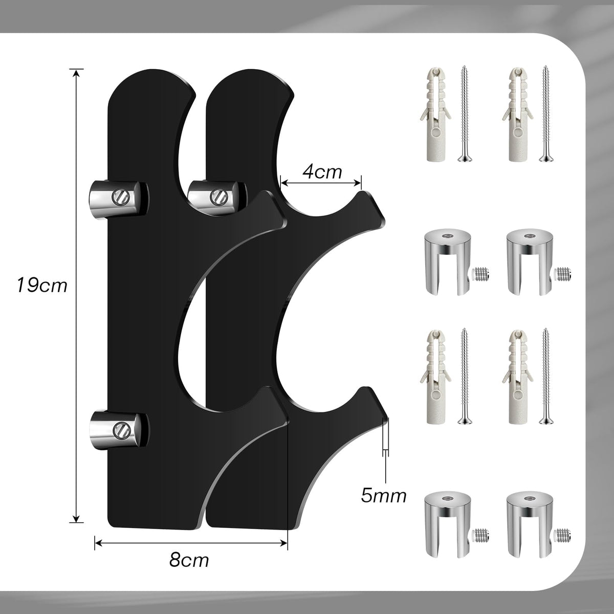 TOPNEW Lightsaber Stand/ Holder Wall Mount, Acrylic Wall Display Rack Suitable for Swords, Light SaberBlack