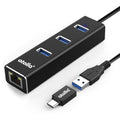 atolla Aluminium USB 3.0 Hub with Gigabit Ethernet LAN Adapter