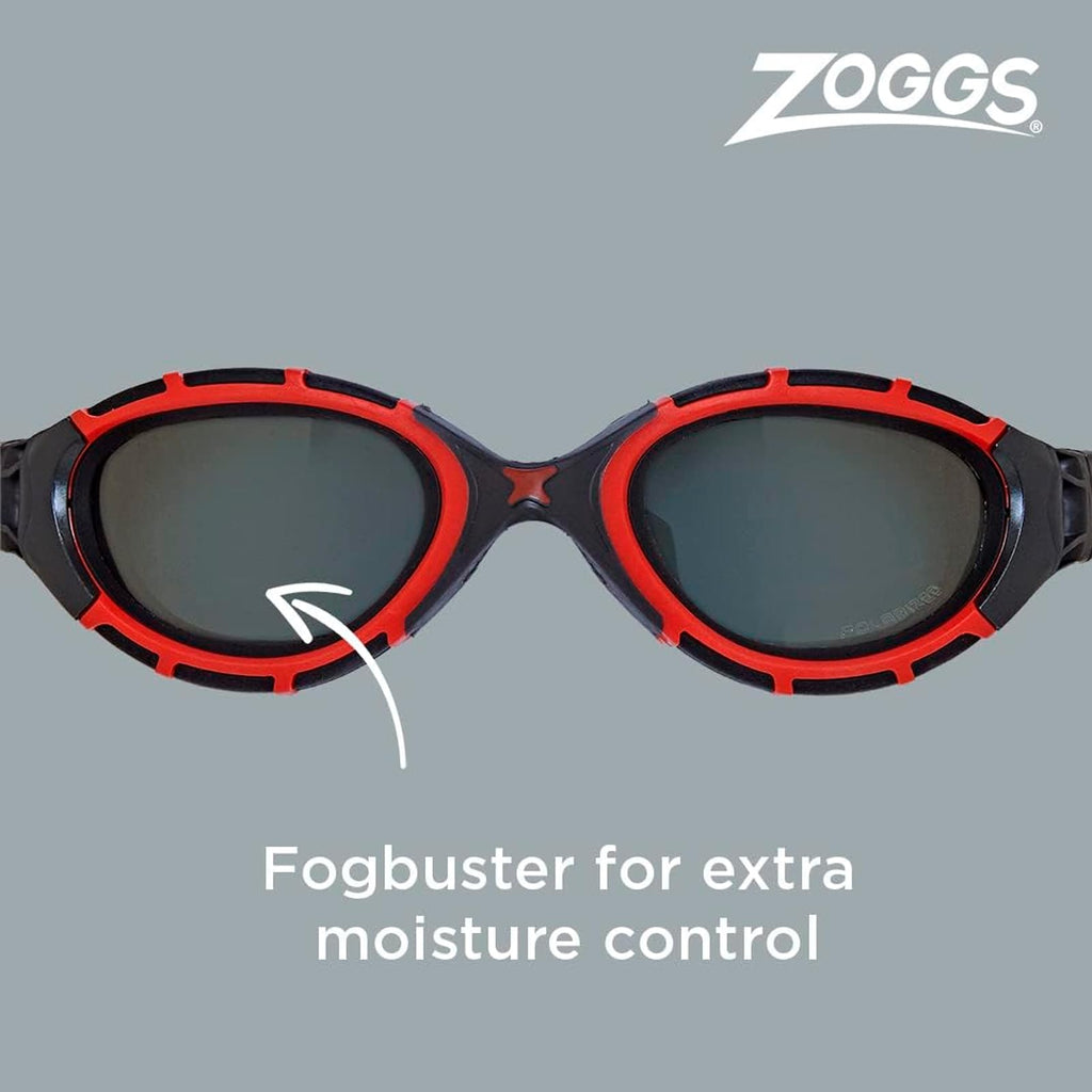 Zoggs Predator Flex Polarized Swim Goggles – UV Protection, Red/Black