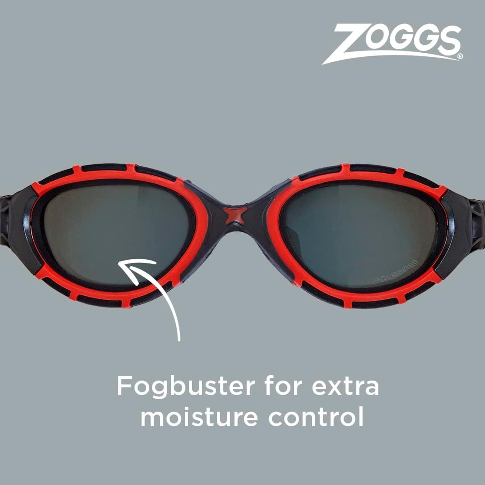 Zoggs Predator Flex Polarized Swim Goggles – UV Protection, Red/Black