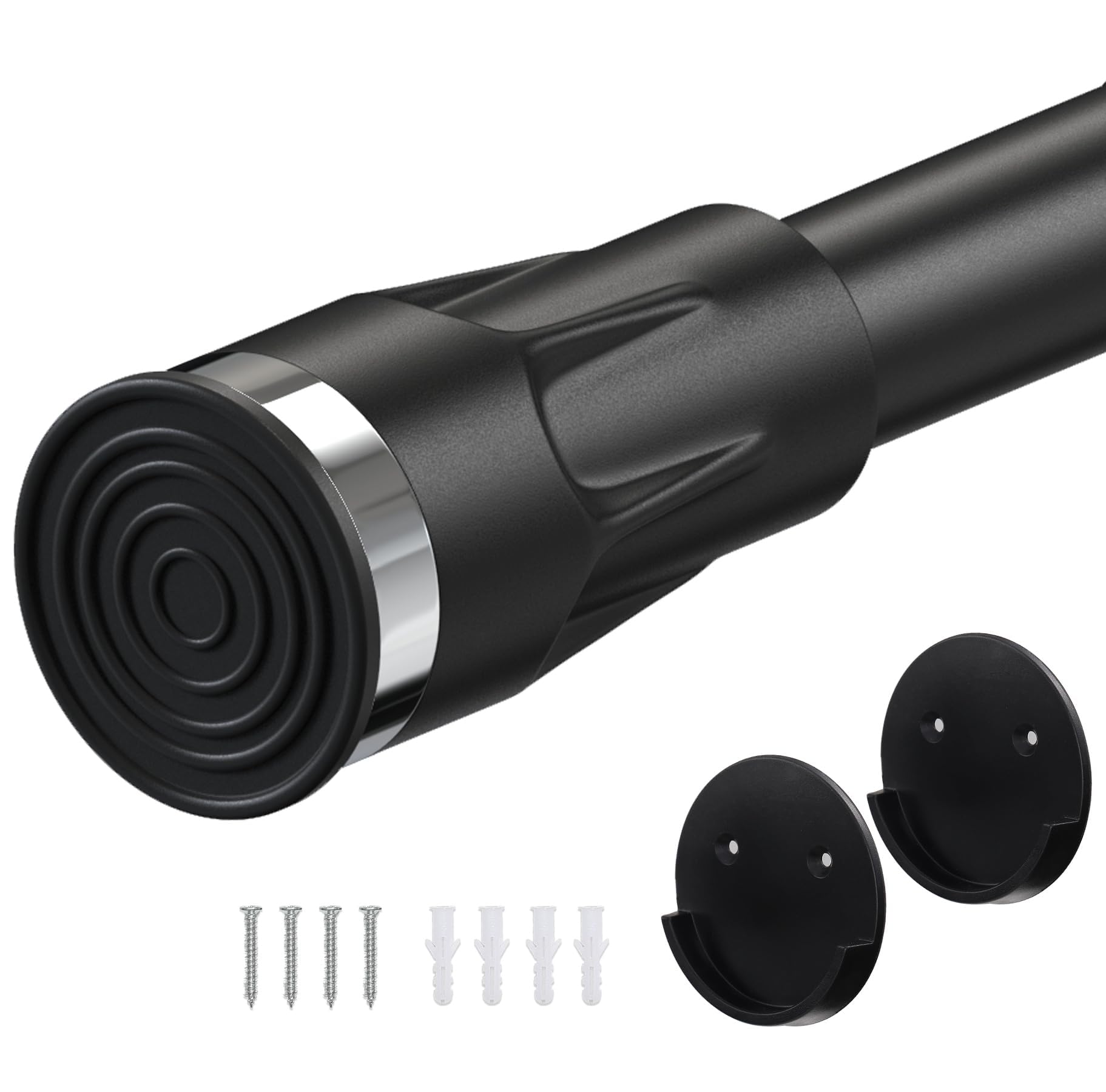 Starbover Black Shower Curtain Rod – Heavy Duty Telescopic Metal Pole