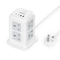 TESSAN Tower Extension Lead | 8 Way Multi Plug Socket with 4 USB Ports
