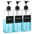 3-Piece Refillable Shampoo and Conditioner Dispenser Set