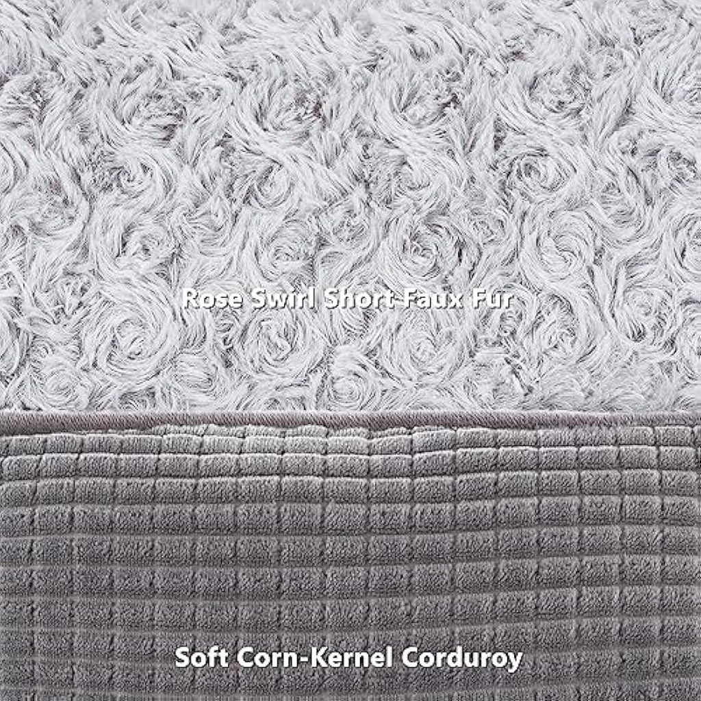 JOEJOY Orthopedic Calming Dog Bed – Washable Rose Velvet Pet Bed, Grey, XXL