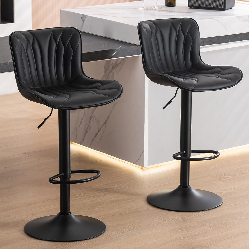 Kidol & Shellder Bar Stools Set of 2 Swivel Breakfast Barstools, Black - image 1