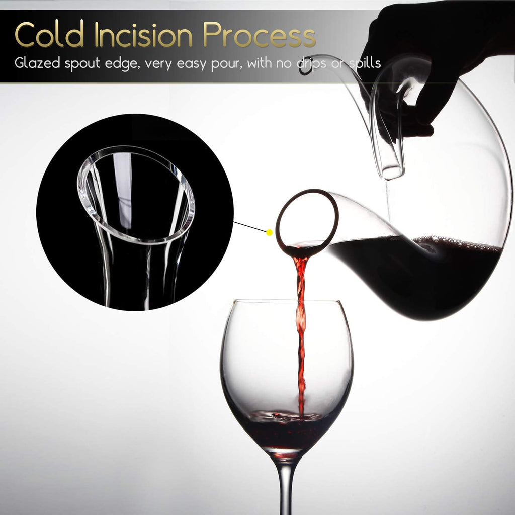 Jolof Store Swan Wine Decanter | 1.2L Handblown Lead-Free Crystal