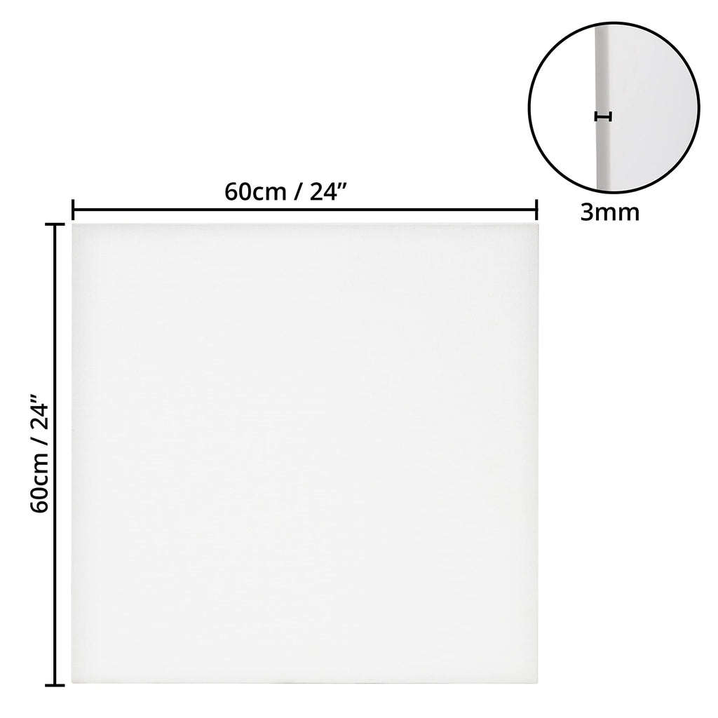 Belle Vous 3 Pack Blank Canvas Boards – 60x60cm Cotton Art Panels