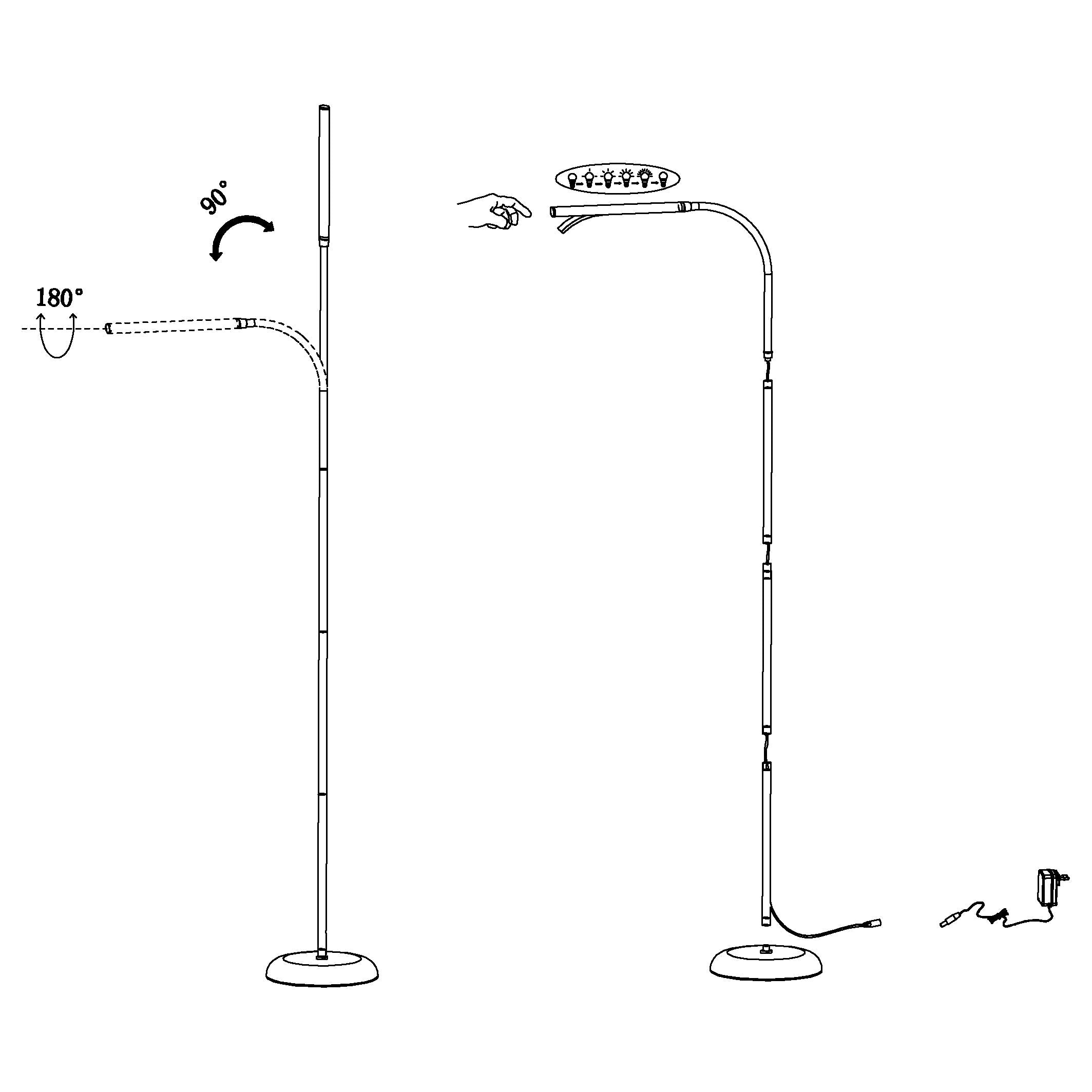 Eglo LAROA LED Floor Lamp | White Adjustable Touch Dimmer Light