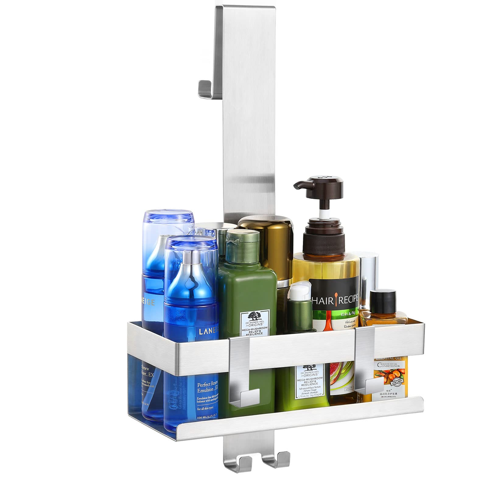 Emibele Stainless Steel Hanging Shower Caddy | No-Drill Glass Door Shelf