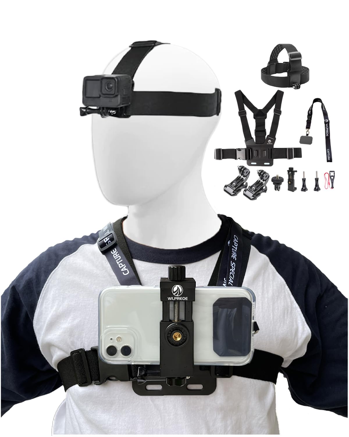 Phone Chest Mount & Head Strap Kit for iPhone 17 16 Pro Max
