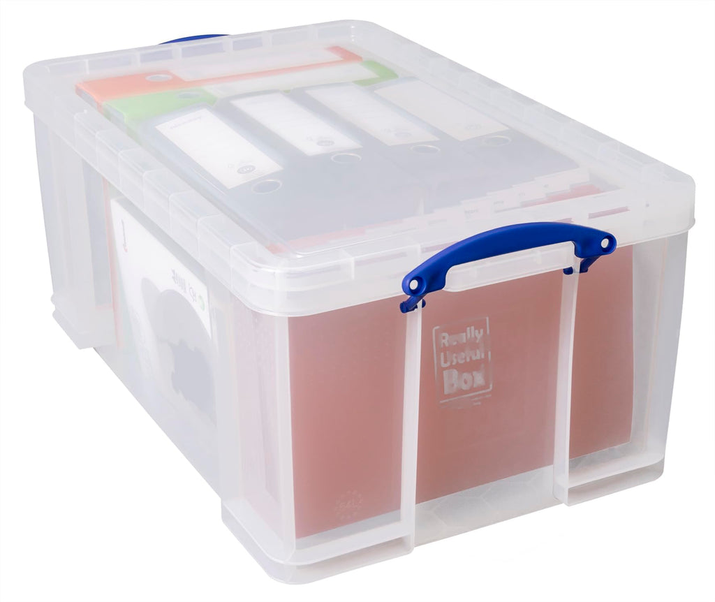 Really Useful Box 64 Litre Clear Plastic Storage Bins | Pack of 2