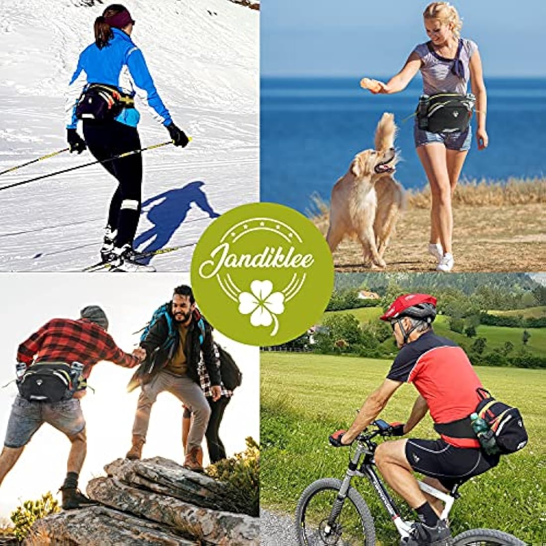 Jandiklee 9L Hiking Waist Bag with Bottle Holder - Waterproof Ripstop