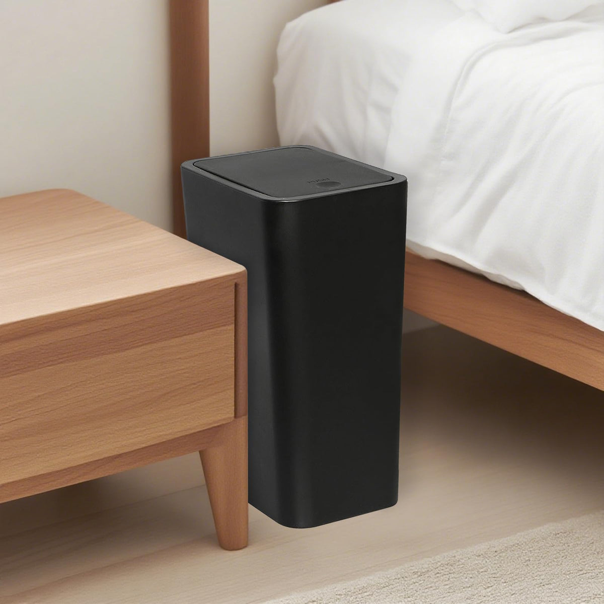 Yeqqzq 10L Bedroom Bin with Garbage Bag, Touch Top Bathroom Bin with Lid - image 3