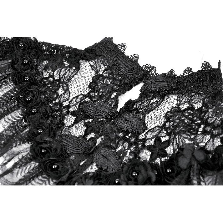 Dark in Love Morwenna Gothic Black Lace Ruffle Capelet with High Collar