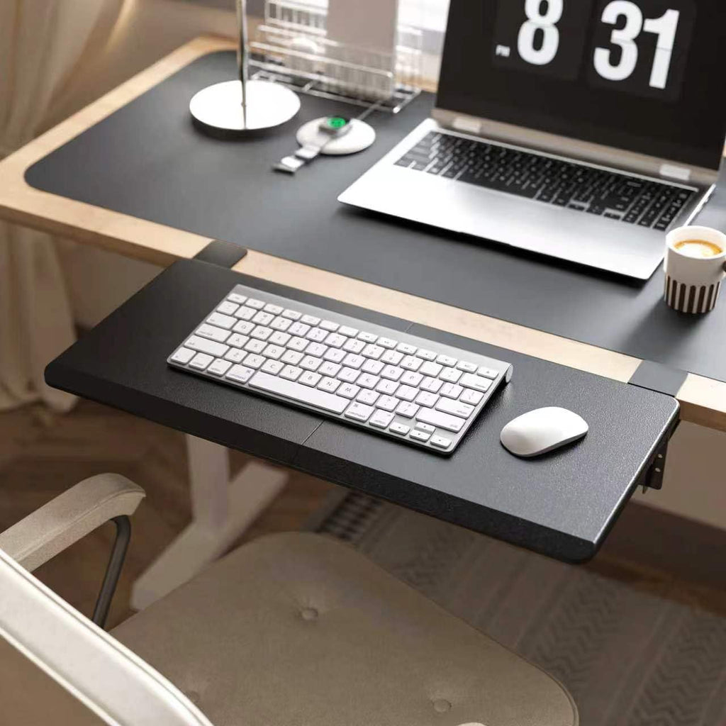 ETHU Ergonomics Desk Extender Tray, Large-Size Foldable Keyboard Tray Clamp On, Table Mount Desk Extender Shelf Armrest Support for Desk Black - image 4