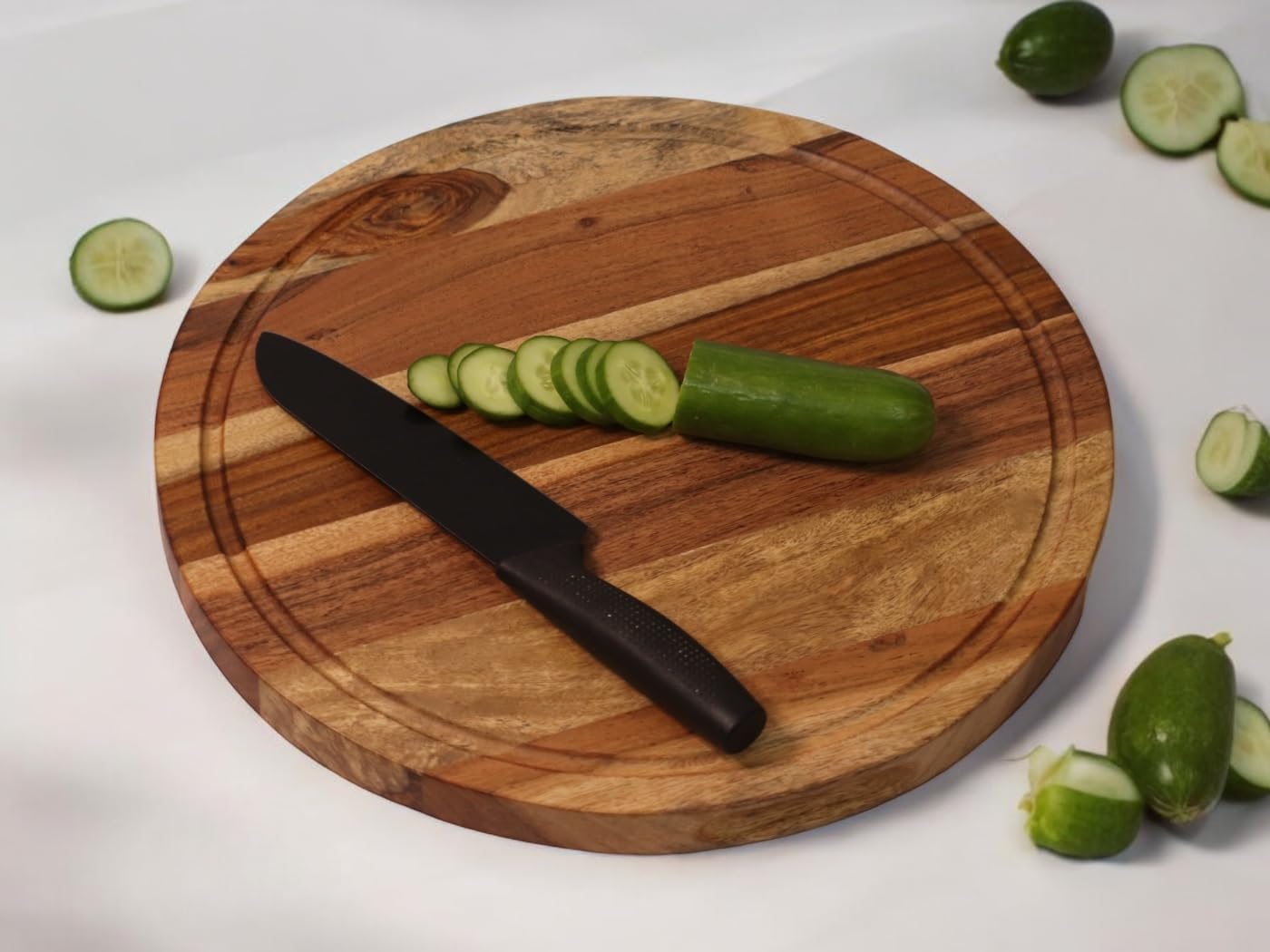 Vesta Homes Acacia Wood Round Chopping Board - 38cm Charcuterie Board