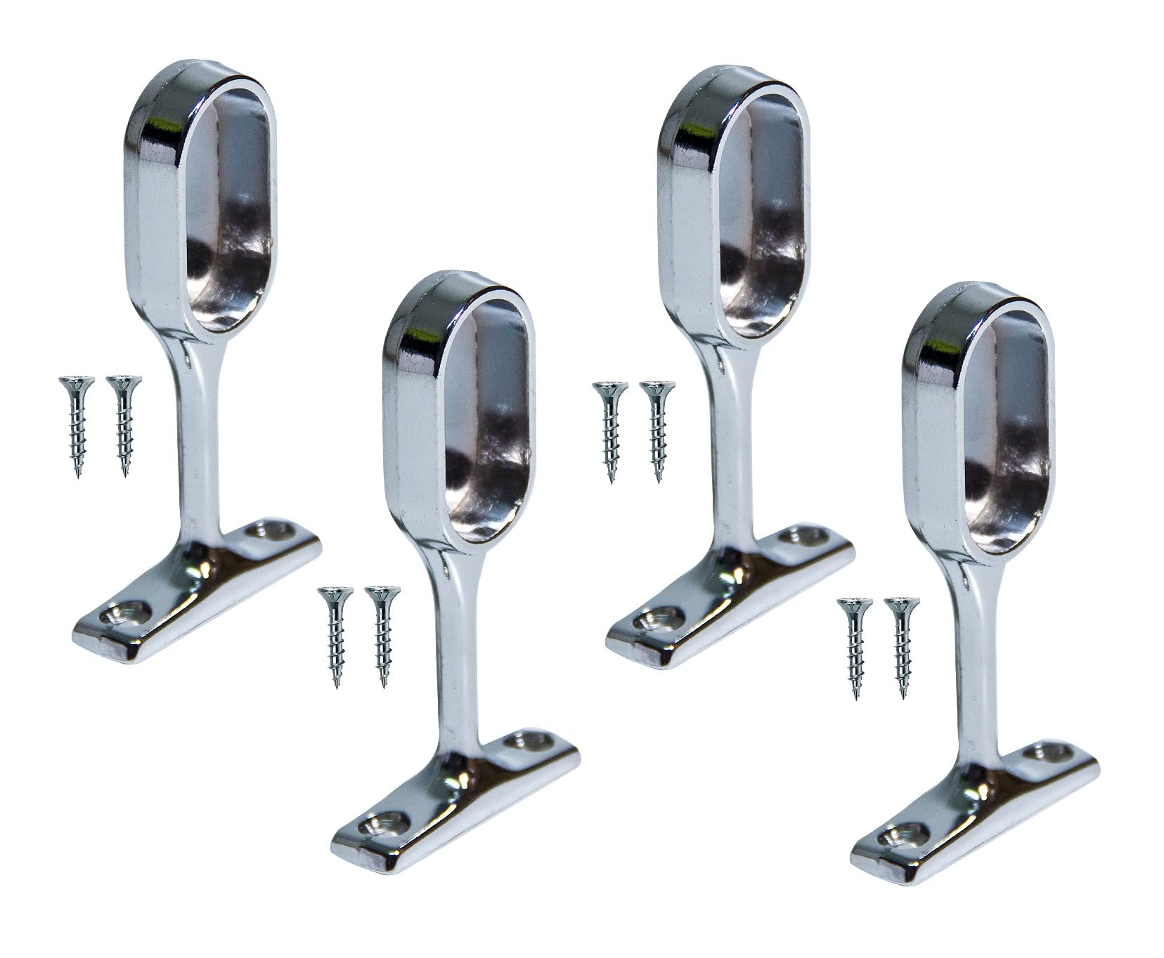 TERF Polished Chrome 30mm Oval Curtain Pole End Brackets - Pack of 4