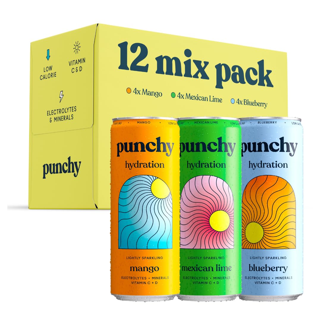 Punchy Drinks Mixed Case – Sparkling Electrolyte & Vitamin Water – 12 x 330ml