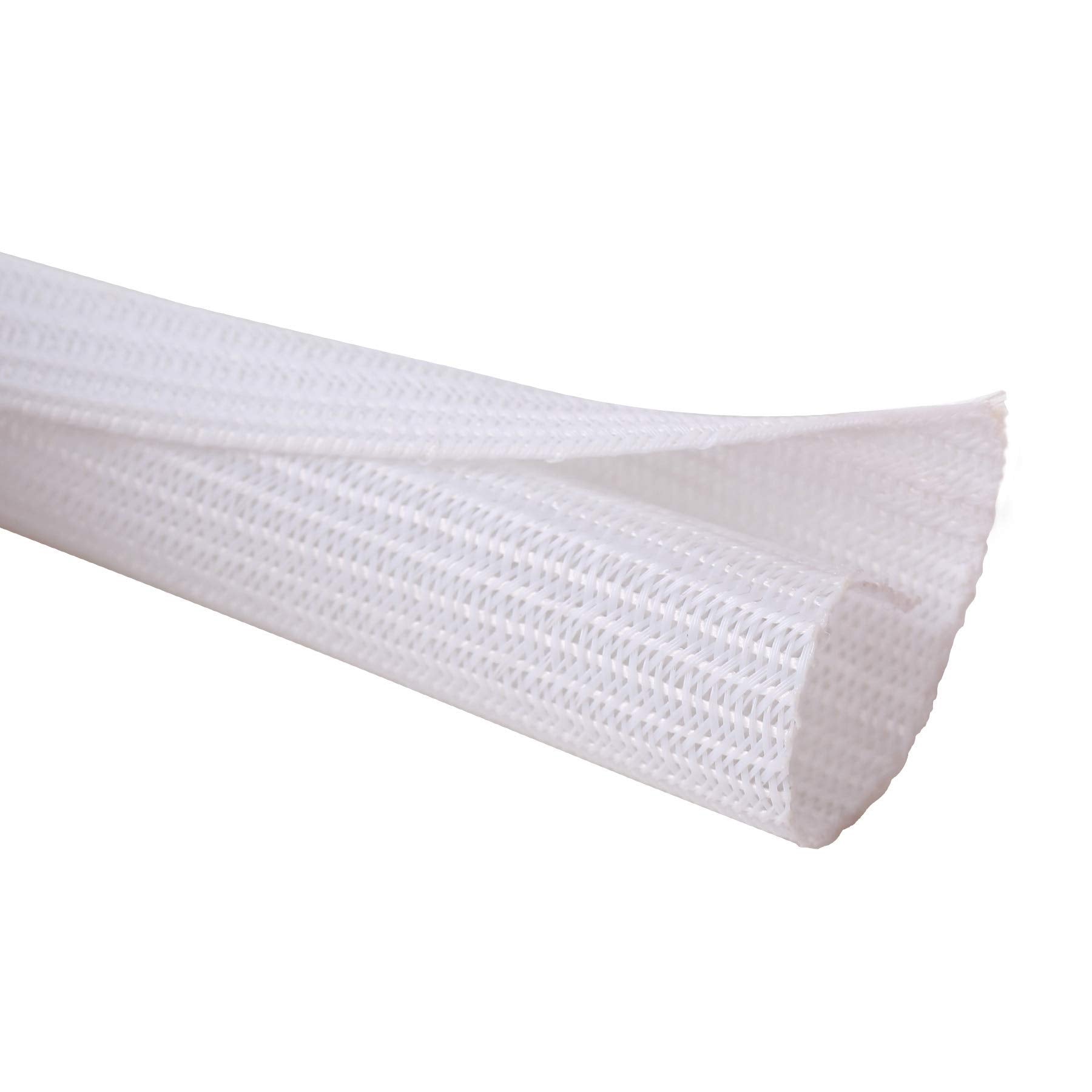 Alex Tech 1.25 Inch Cord Protector - 10ft Split Wire Loom Tubing White