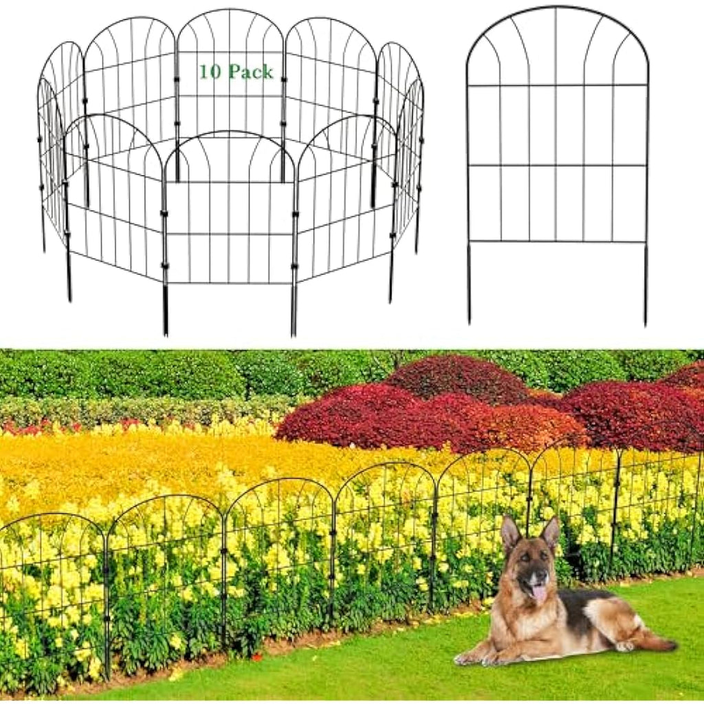 Metal Garden Fence – 10 Pack Rustproof Decorative Wire Panels