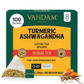 VAHDAM Turmeric Ashwagandha Herbal Tea Bags - Caffeine Free (100 Count)
