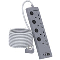 HANYCONY 4 Way Extension Lead – 4 USB Ports, 3M Wall Mount Power Strip