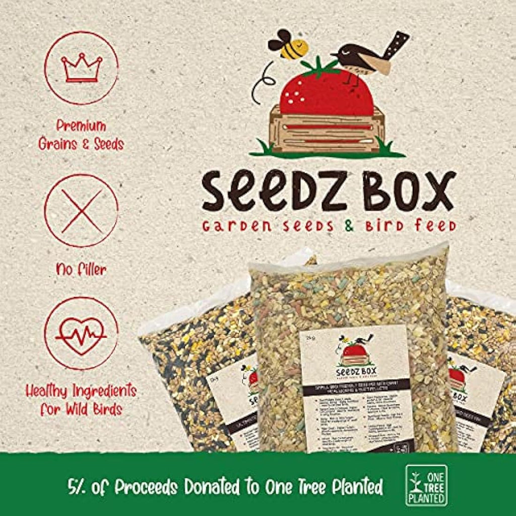 SeedzBox Deluxe Wild Bird Seed Mix - 5kg Grain & Nut Blend for Small Birds