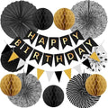 Wonsta Black and Gold Birthday Decorations - Reusable Party Kit