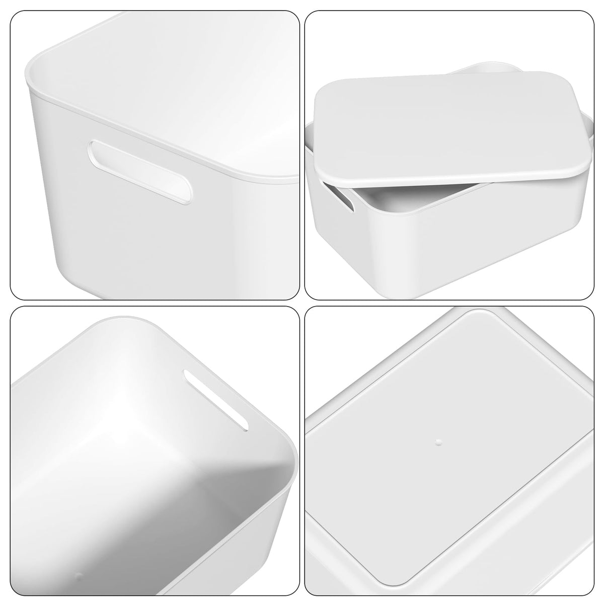 Ionoloy Kitchen Cupboard Organiser Boxes with Lids, 6 Pack Grey Plastic Storage Baskets - image 3