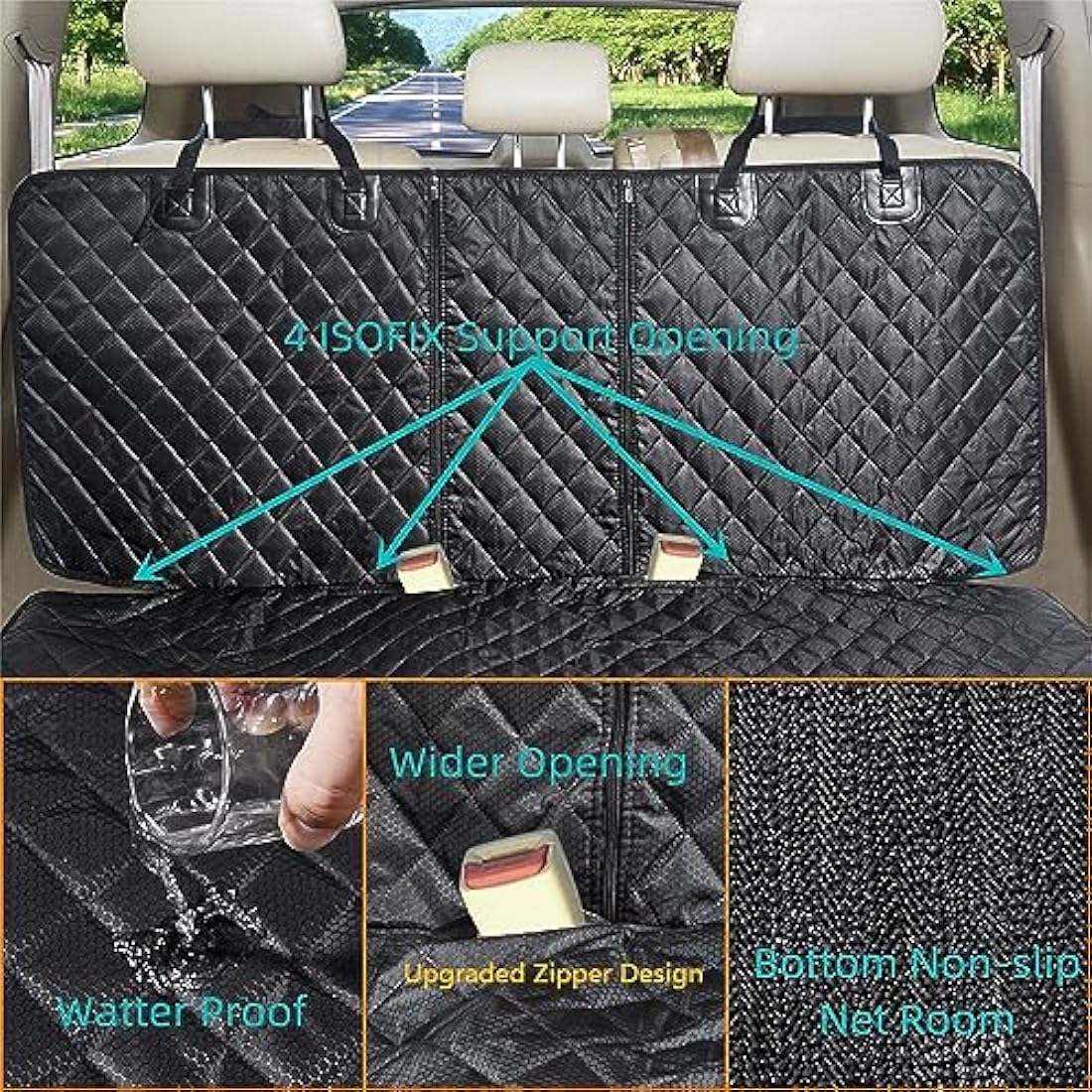 Dog Car Seat Cover | Waterproof Back Seat Protector, XL Black