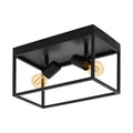 Eglo Silentina 2-Light Flush Ceiling Light – Black Steel Industrial