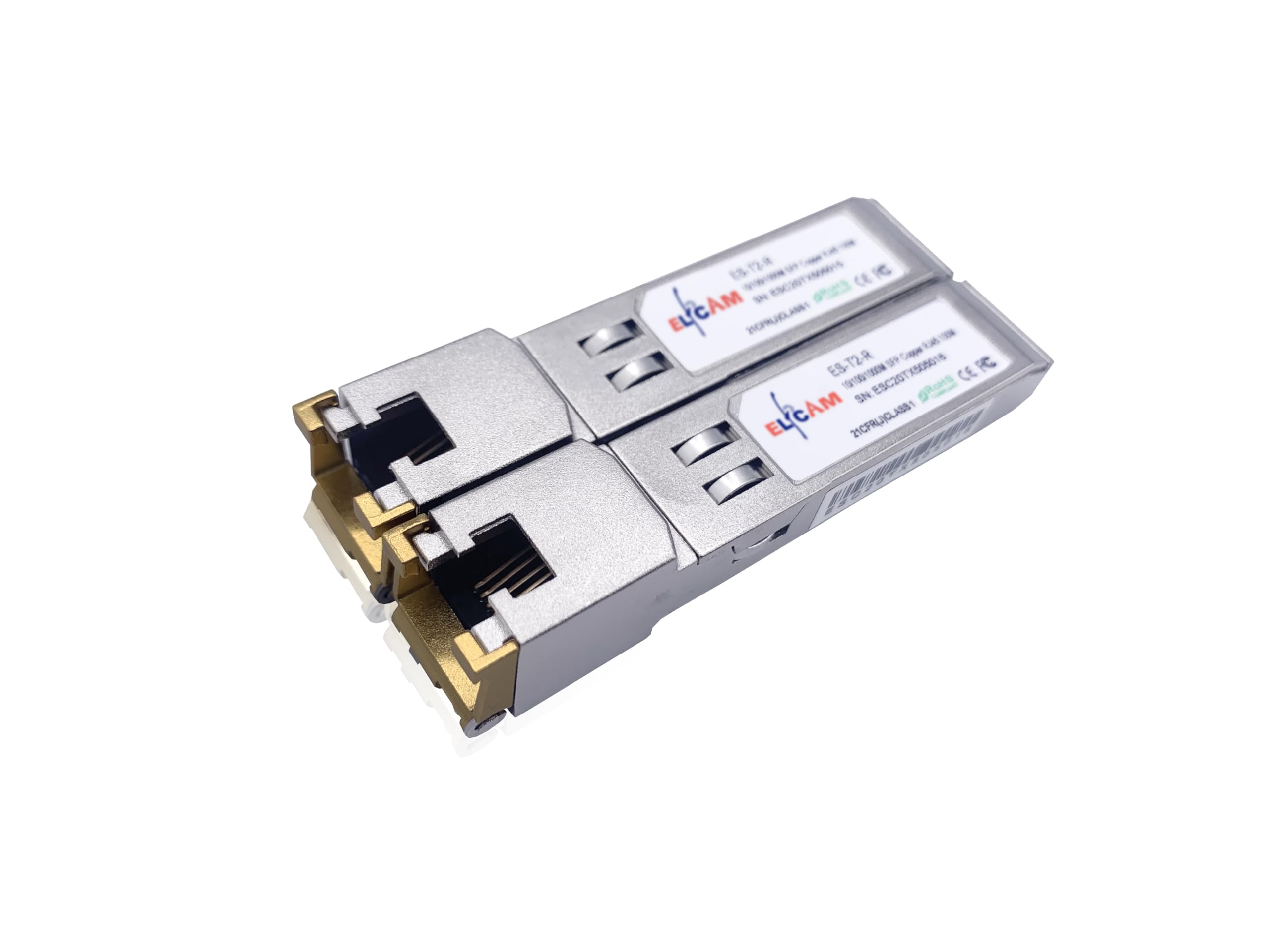 Elfcam 1.25Gb SFP RJ45 Copper Transceiver, 10/100/1000Base-T (2 Pack)