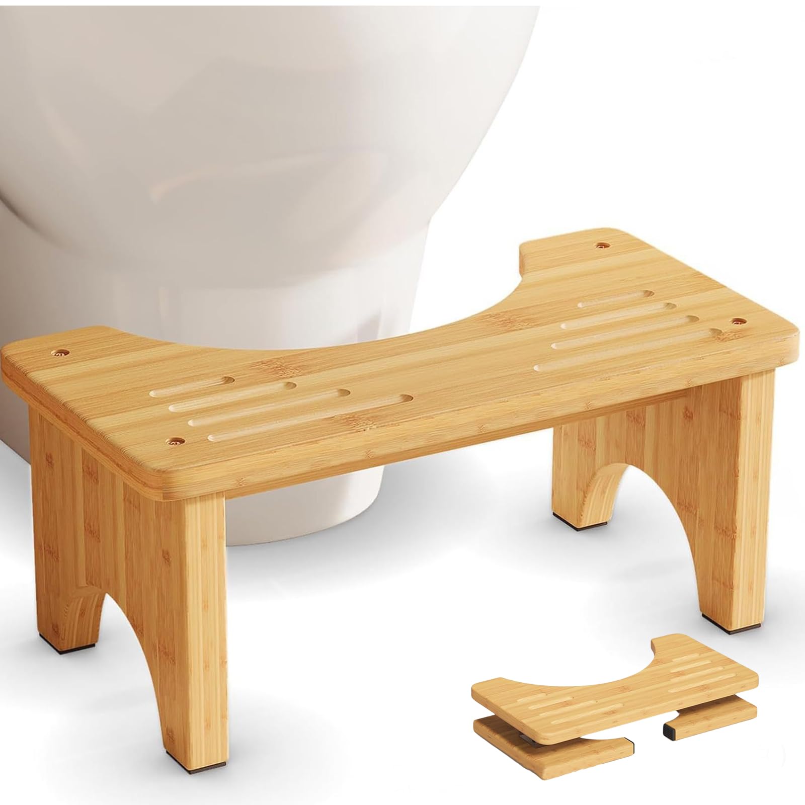 Bamboo Toilet Stool | 7.8 Inch Foldable Squatting Potty Stool