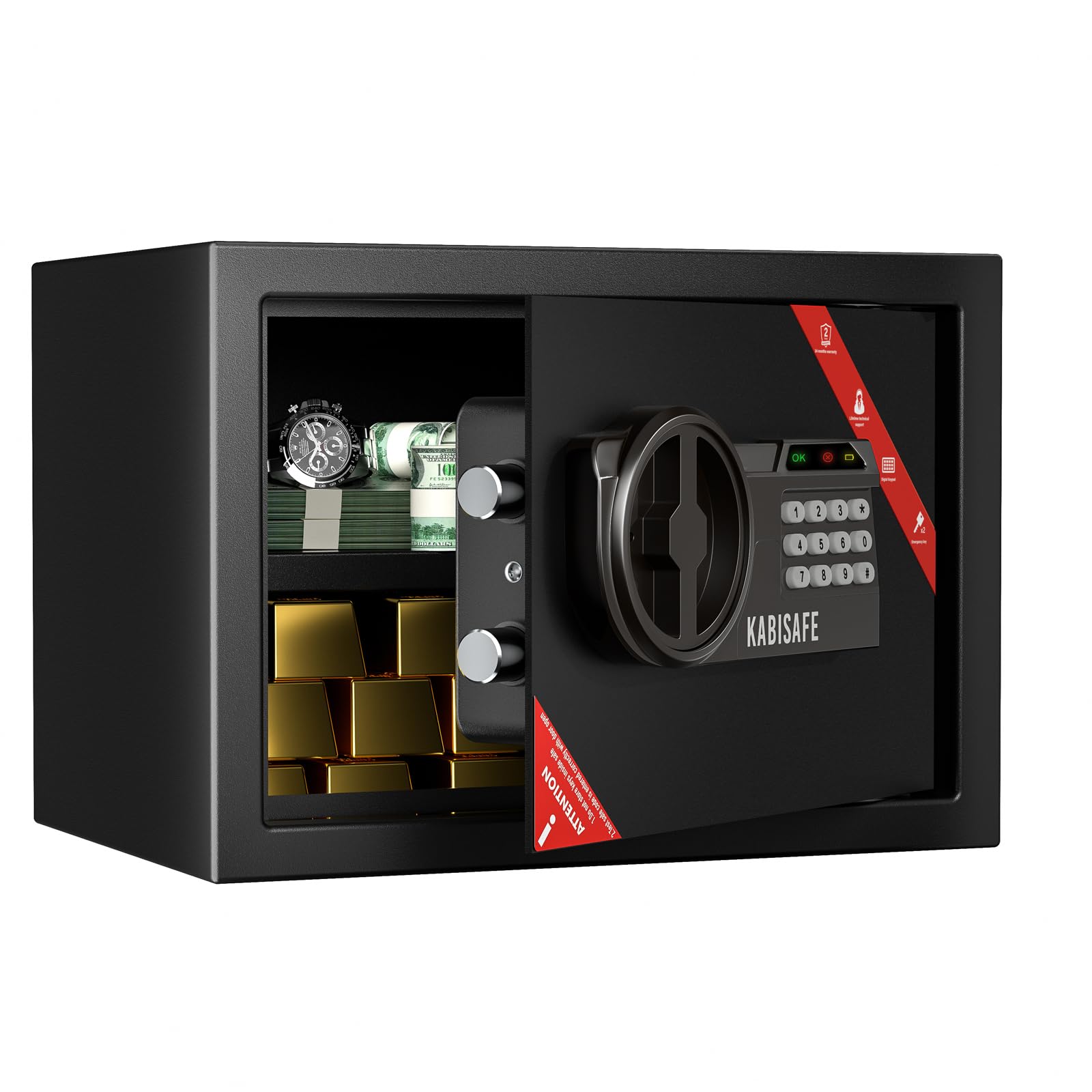 KABISAFE Fireproof Home Safe Box | Digital Keypad & Sensor Light - 17L