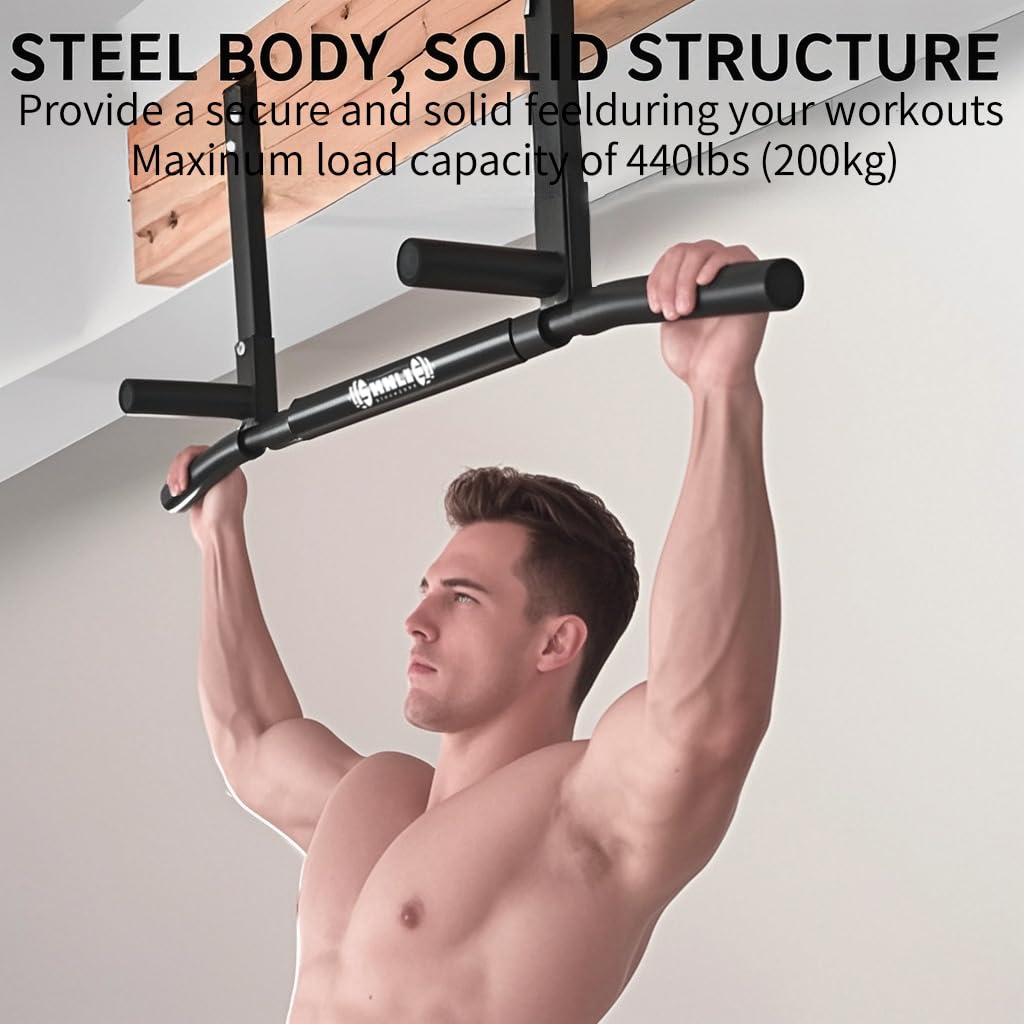 Shnlie Joist Mounted Pull Up Bar | 42" Heavy Duty Ceiling Chin Up Bar
