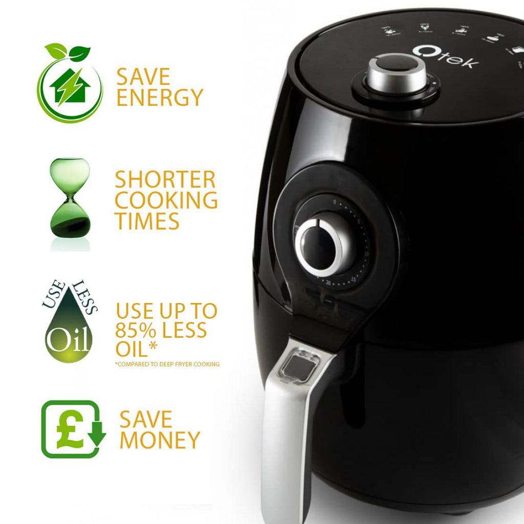 Otek 4.5L Air Fryer – 1450W Compact Oil-Free Cooker Oven, Black