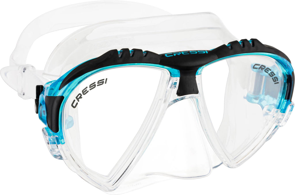 Cressi Matrix Snorkeling & Scuba Diving Mask – Low Volume – Clear/Aquamarine