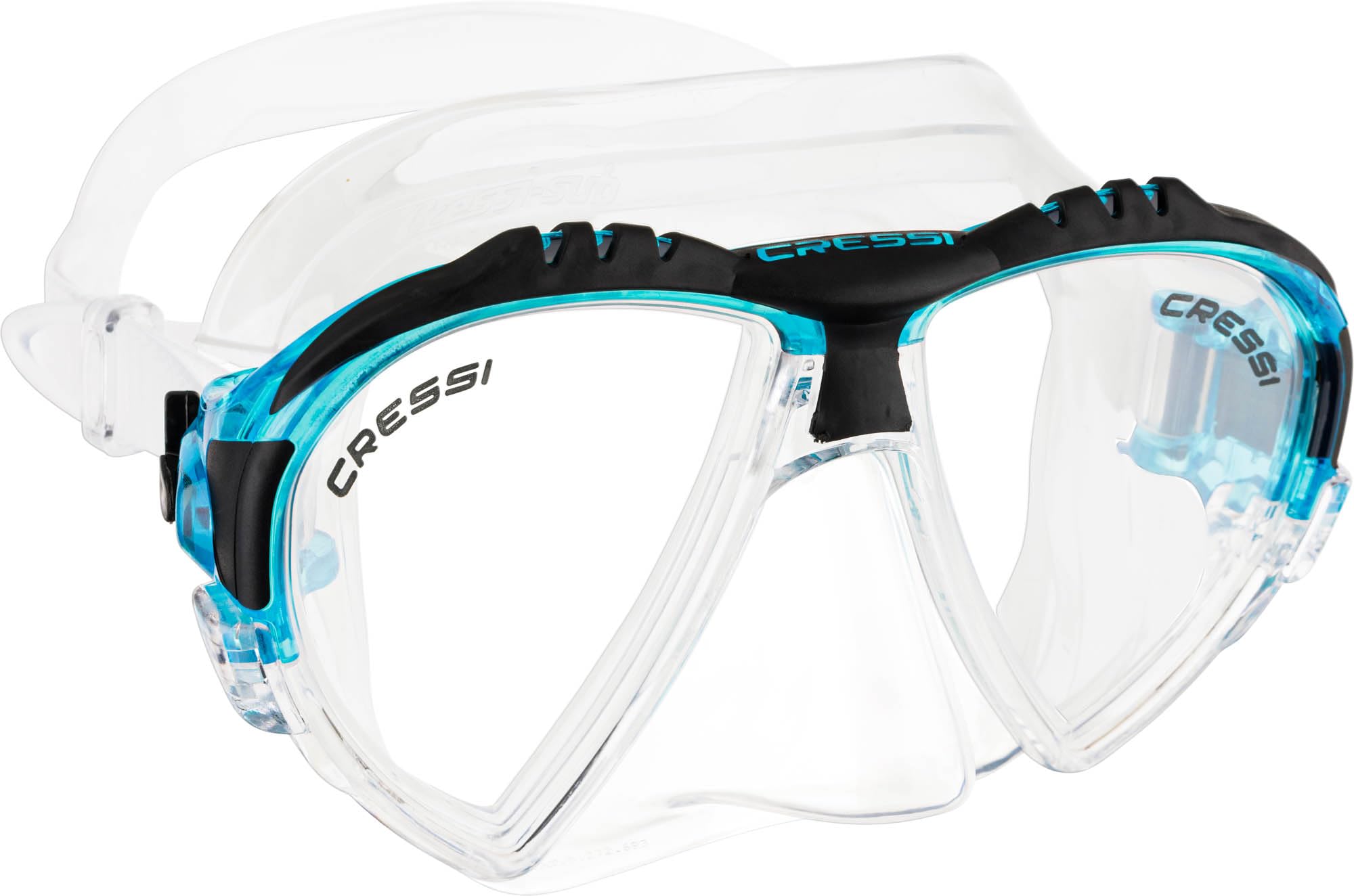 Cressi Matrix Snorkeling & Scuba Diving Mask – Low Volume – Clear/Aquamarine