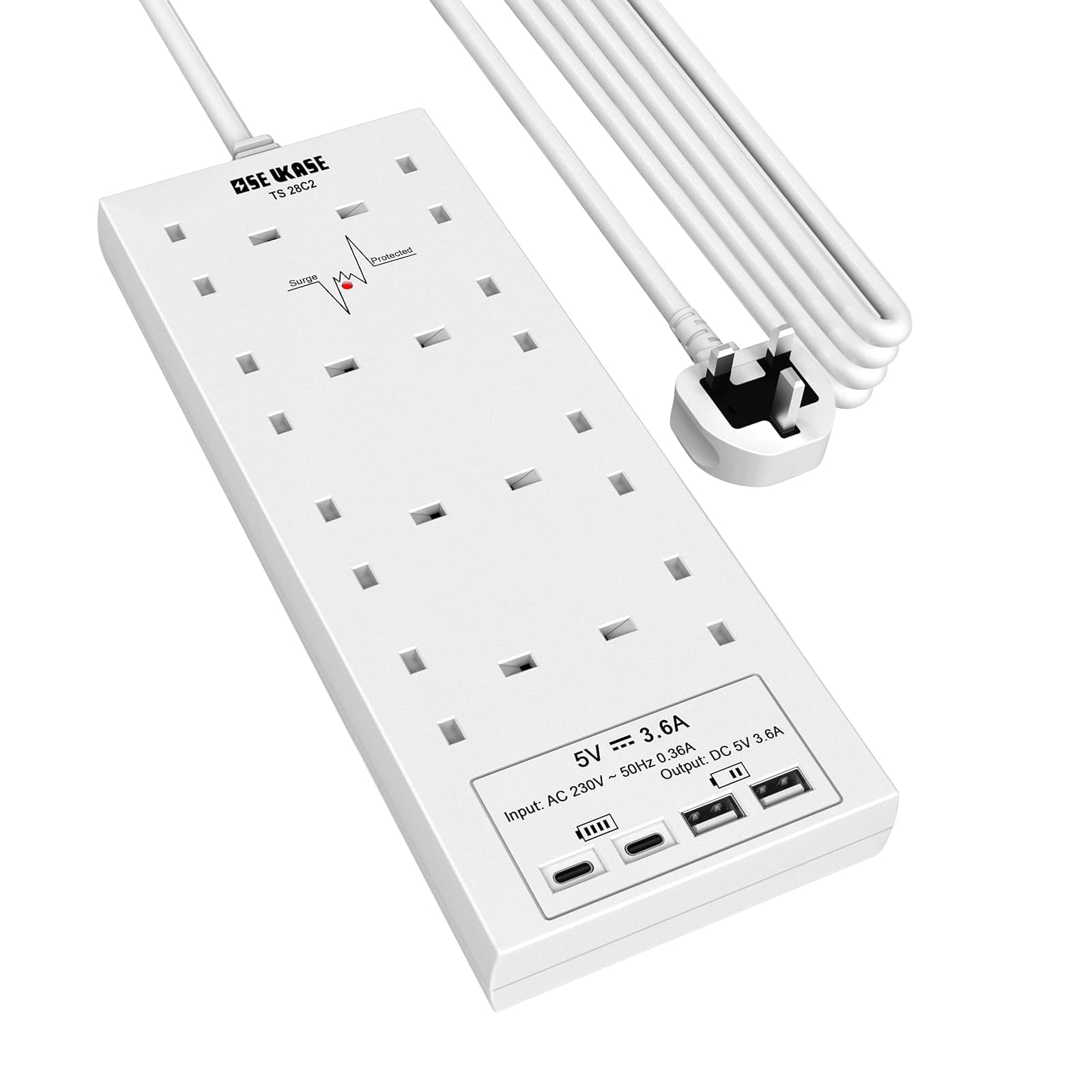 Jolof Store 4-Way Surge Protected Extension Lead with 4 USB Slots - 4M