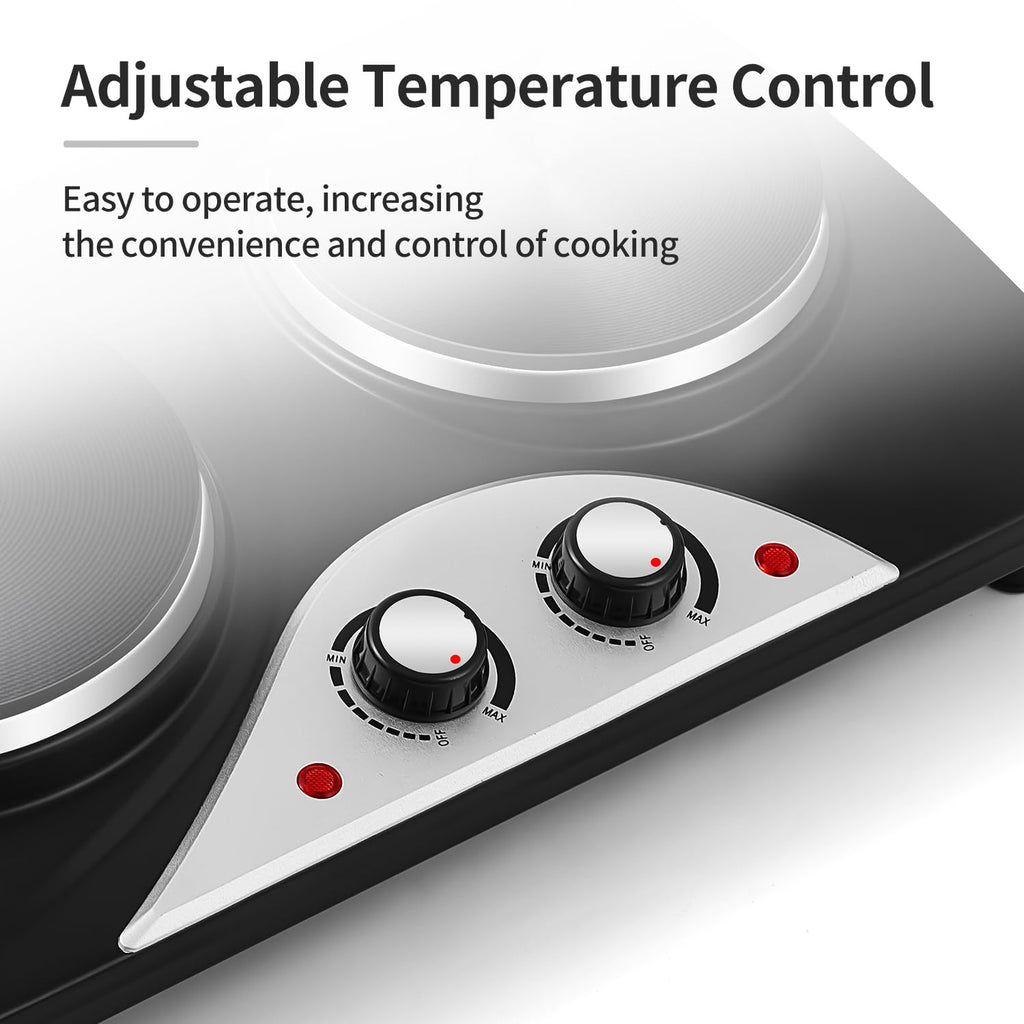 CUSIMAX 2500W Double Electric Hob – Portable Cast Iron Hot Plate Burner